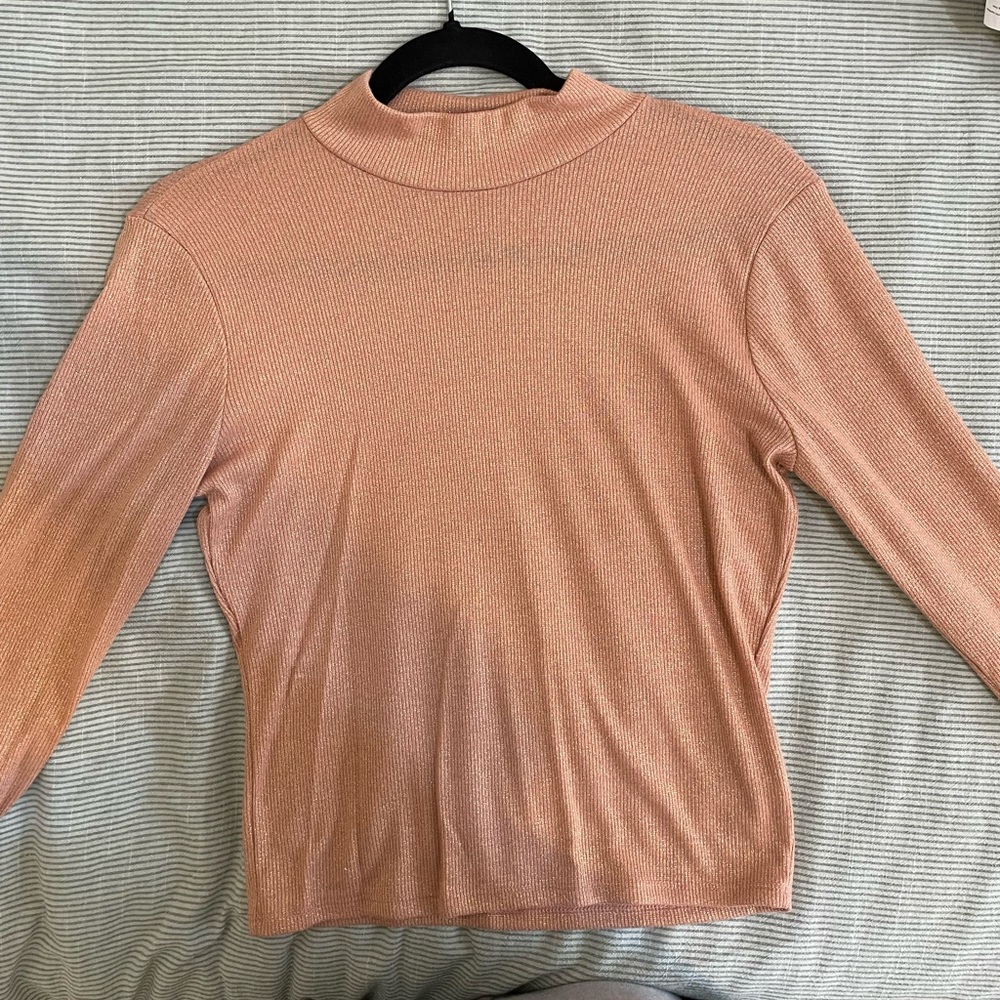 Glitter Pink Mock Neck